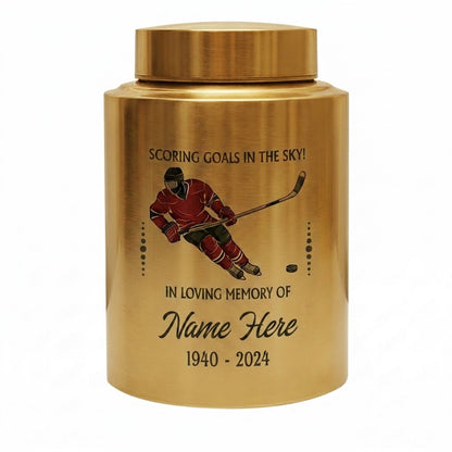 Personalized Ice Hockey UV Printed Stainless Steel Sports Fan Player Loss Funeral Ashes Display For Home Mantel Large And Small Memorial Keepsake Urn, Memorial Gift, In Loving Memory - Image 9