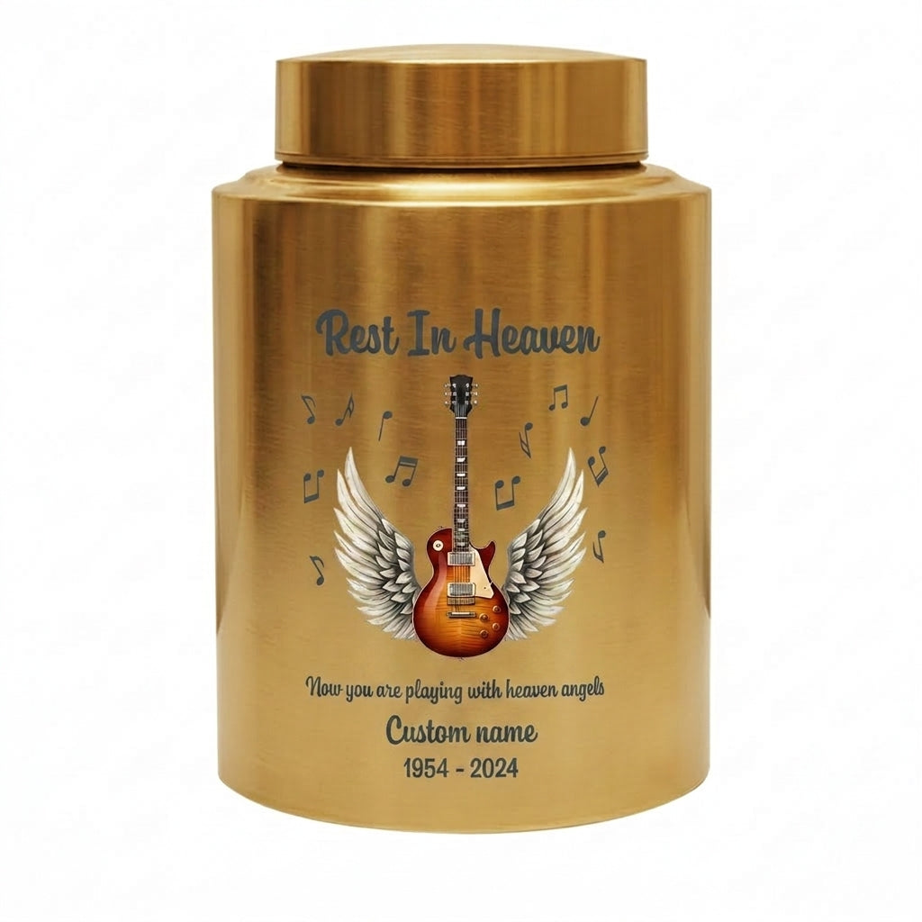 Personalized Guitar Music Lovers Stainless Steel Funeral Cremation Vault For Musician Guitarist Adult Male Female Remains Small And Large Sizes Memorial Keepsake Urn, Memorial Gift, In Loving Memory - Image 9