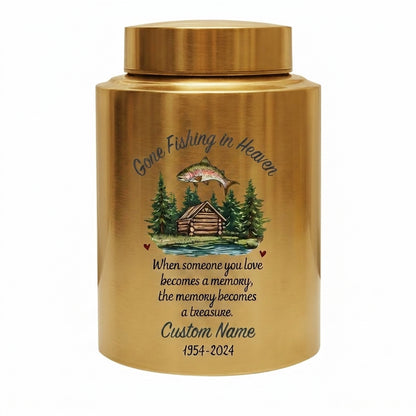 Personalized Bass Fishing Stainless Steel Urn for Human Ashes Fisherman Tribute Loss of Father Husband Grandpa Small and Large Sizes Memorial Keepsake Urn, Memorial Gift, In Loving Memory - Image 9