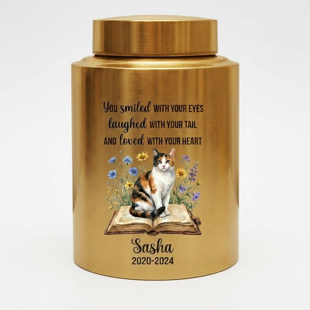 Personalized Pet Dog Cat Loss Stainless Steel Decorative Urn for Ashes Smiled With Your Eyes Quote Large Small Bereavement Memorial Keepsake Urn, Memorial Gift, In Loving Memory - Image 9