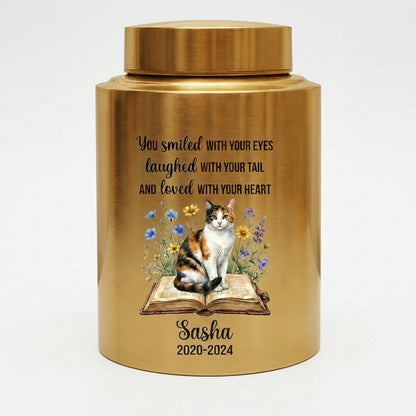 Personalized Pet Dog Cat Loss Stainless Steel Decorative Urn for Ashes Smiled With Your Eyes Quote Large Small Bereavement Memorial Keepsake Urn, Memorial Gift, In Loving Memory - Image 9