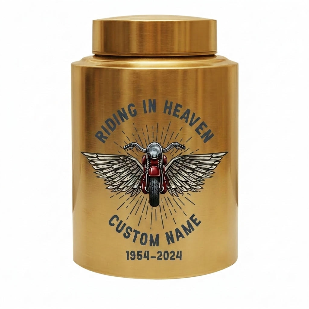 Personalized Motorcycle Cremation Urn Stainless Steel Riding In Heaven Biker Tribute for Dad Husband Two Sizes Black Gold Red Memorial Keepsake Urn, Memorial Gift, In Loving Memory - Image 9