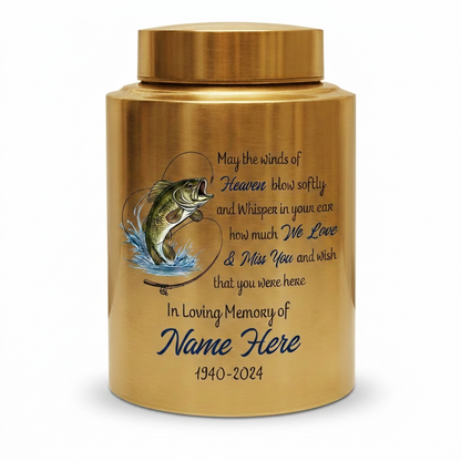 Personalized Bass Fishing Stainless Steel Cremation Urns For Human Ashes Fisherman Funeral Tribute Bereavement Resting Place Small Large Size Memorial Keepsake Urn, Memorial Gift, In Loving Memory - Image 9