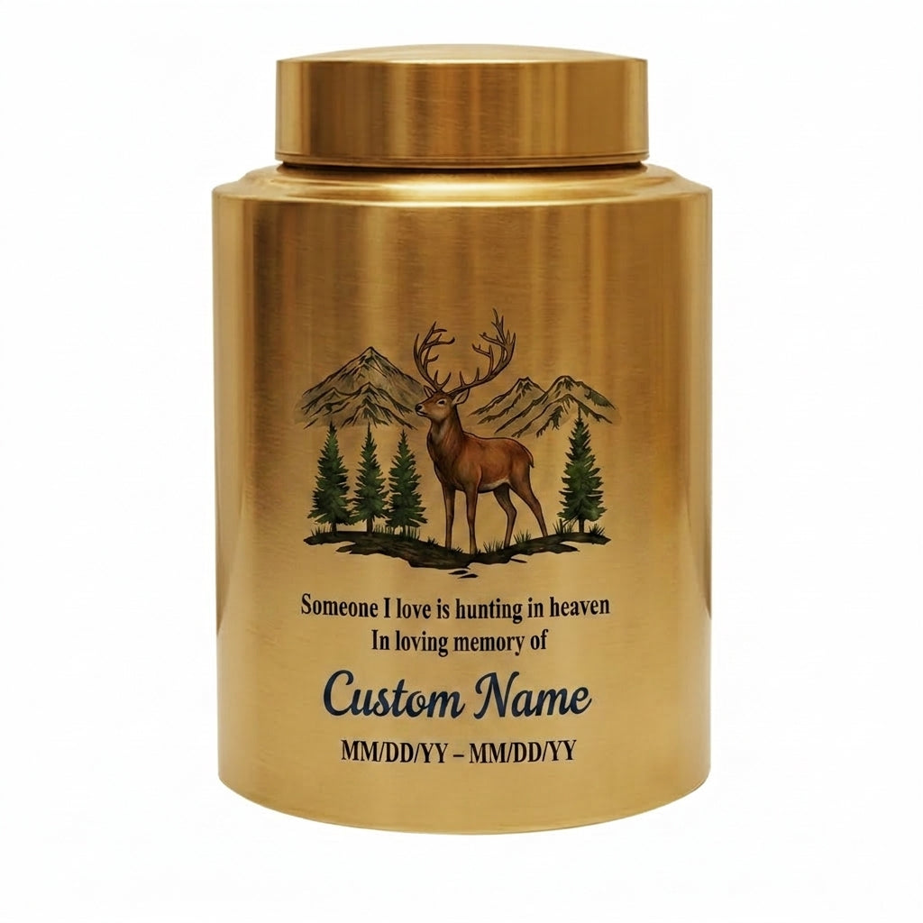 Personalized Hunting In Heaven Deer Stainless Steel Cremation Urn For Adult Ashes, Hunter Tribute, Loss Of Dad Grandpa Husband, Two Sizes, Memorial Keepsake Urn, Memorial Gift, In Loving Memory - Image 9