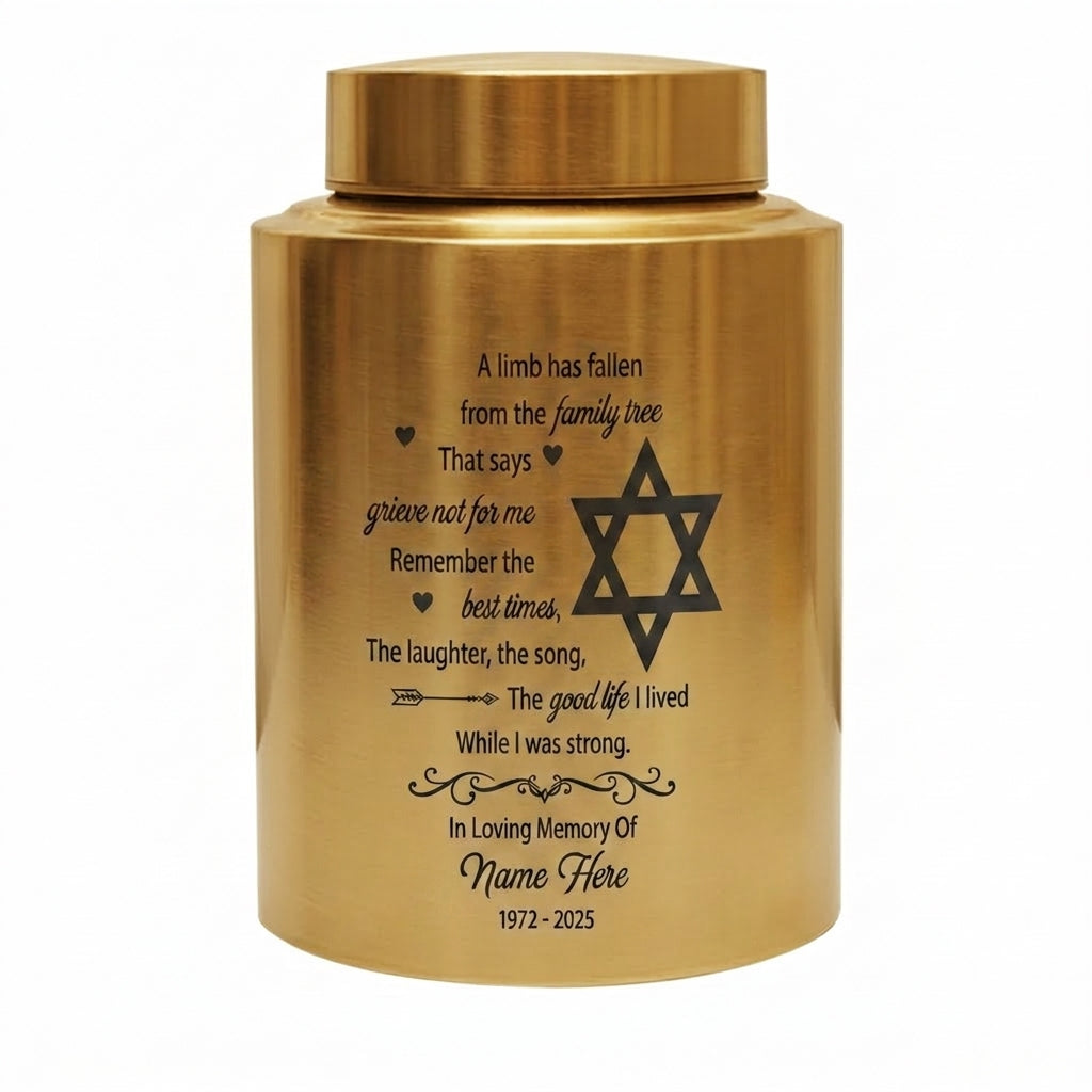 Personalized Tree of Life Jewish Star of David UV Printed Stainless Steel Urn Loss of Loved One Judaism Bereavement Tribute Large 7.5in Memorial Keepsake Urn, Memorial Gift, In Loving Memory - Image 9