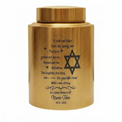 Personalized Tree of Life Jewish Star of David UV Printed Stainless Steel Urn Loss of Loved One Judaism Bereavement Tribute Large 7.5in Memorial Keepsake Urn, Memorial Gift, In Loving Memory - Image 9
