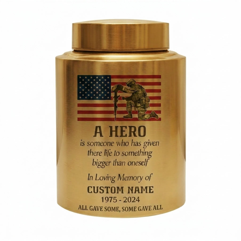 Personalized Military Veteran Hero Quote Stainless Steel Urn for Soldier Army Armed Forces Tribute Funeral Service Bereavement Small Large Memorial Keepsake Urn, Memorial Gift, In Loving Memory - Image 9