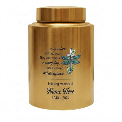 Personalized Dragonfly Floral Cross Stainless Steel UV Printed Funeral Burial Ash Storage for Adult Male Female Human Ashes 5.9in or 7.5in Memorial Keepsake Urn, Memorial Gift, In Loving Memory - Image 9