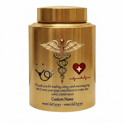 Personalized Doctor Medical Symbol Stainless Steel Urn for Human Ashes, Nurse Appreciation Funeral Memorial Large Capacity Customizable Urn, Memorial Keepsake Urn, Memorial Gift, In Loving Memory - Image 9