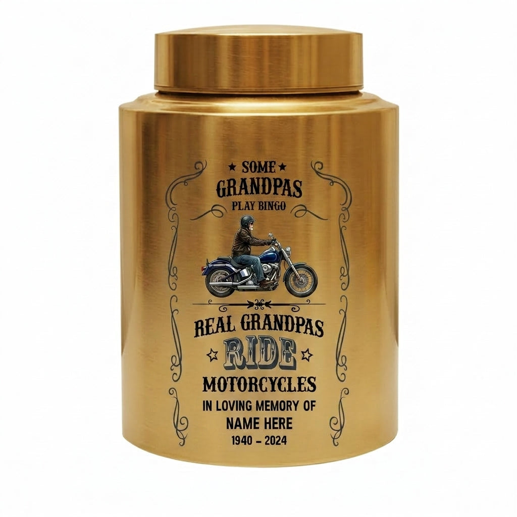 Personalized Motorcycle Stainless Steel Large Urn for Human Ashes, Real Grandpas Ride Motorcycles Biker Dad Grandfather Tribute, Memorial Keepsake Urn, Memorial Gift, In Loving Memory - Image 9