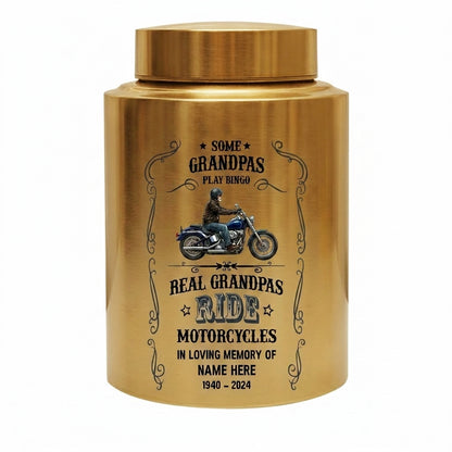 Personalized Motorcycle Stainless Steel Large Urn for Human Ashes, Real Grandpas Ride Motorcycles Biker Dad Grandfather Tribute, Memorial Keepsake Urn, Memorial Gift, In Loving Memory - Image 9