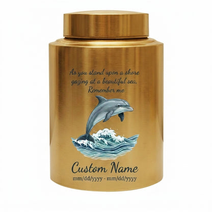 Personalized Dolphin Ocean Beach Themed UV Printed Metal Funeral Ash Container For Mom Dad Adult Male Female Large Cremation Memorial Keepsake Urn, Memorial Gift, In Loving Memory - Image 9
