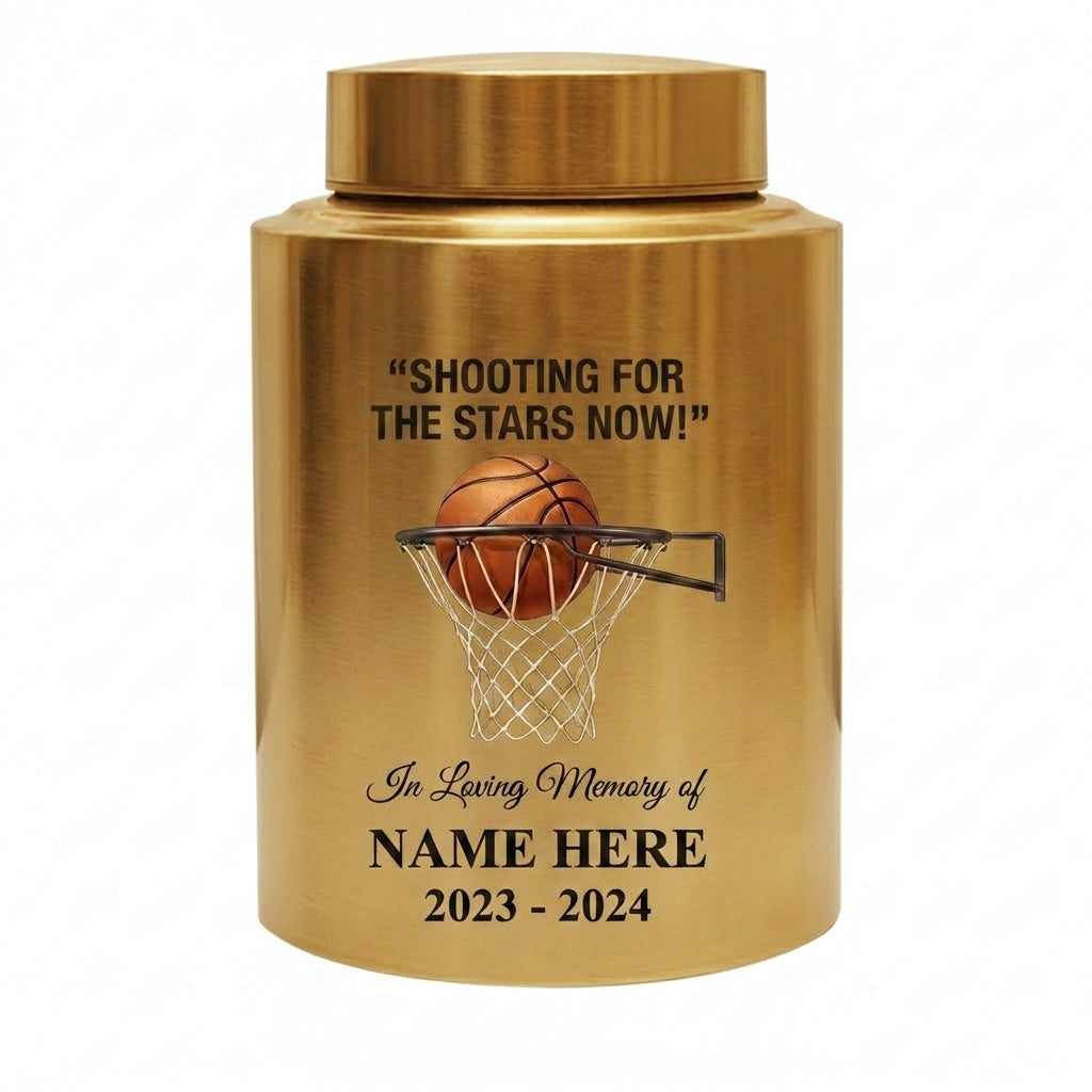 Personalized Basketball Stainless Steel UV Printed Urn for Human Ashes, Sports Fan Player Loss Tribute, Shooting For The Stars Now Large Custom Memorial Keepsake Urn, Memorial Gift, In Loving Memory - Image 9