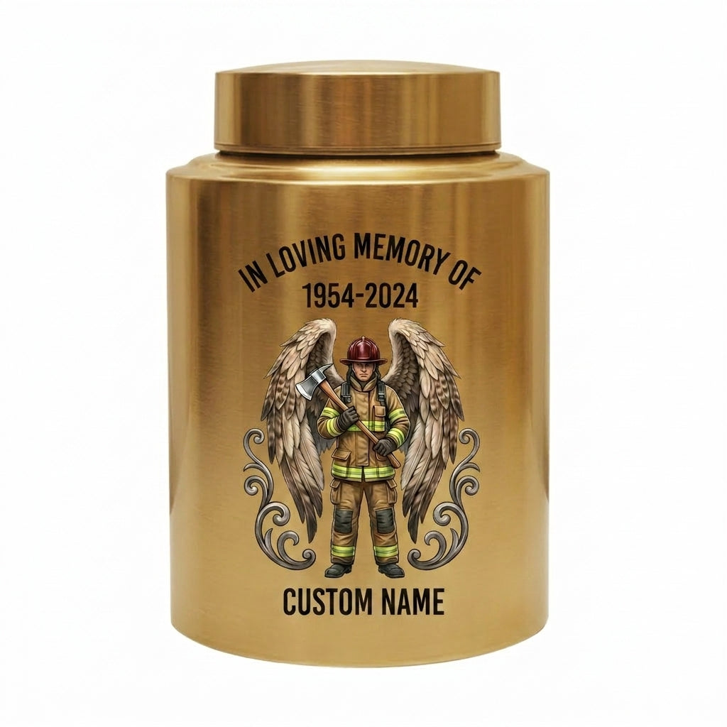Personalized Firefighter Urn for Human Ashes, Custom Name Date Fireman Angel Wings Cremation Jar, Decorative Stainless Steel Loss Tribute, Memorial Keepsake Urn, Memorial Gift, In Loving Memory - Image 9