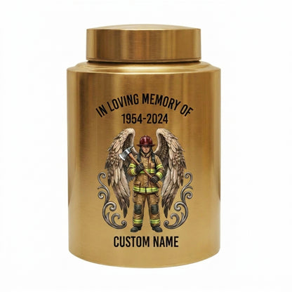 Personalized Firefighter Urn for Human Ashes, Custom Name Date Fireman Angel Wings Cremation Jar, Decorative Stainless Steel Loss Tribute, Memorial Keepsake Urn, Memorial Gift, In Loving Memory - Image 9