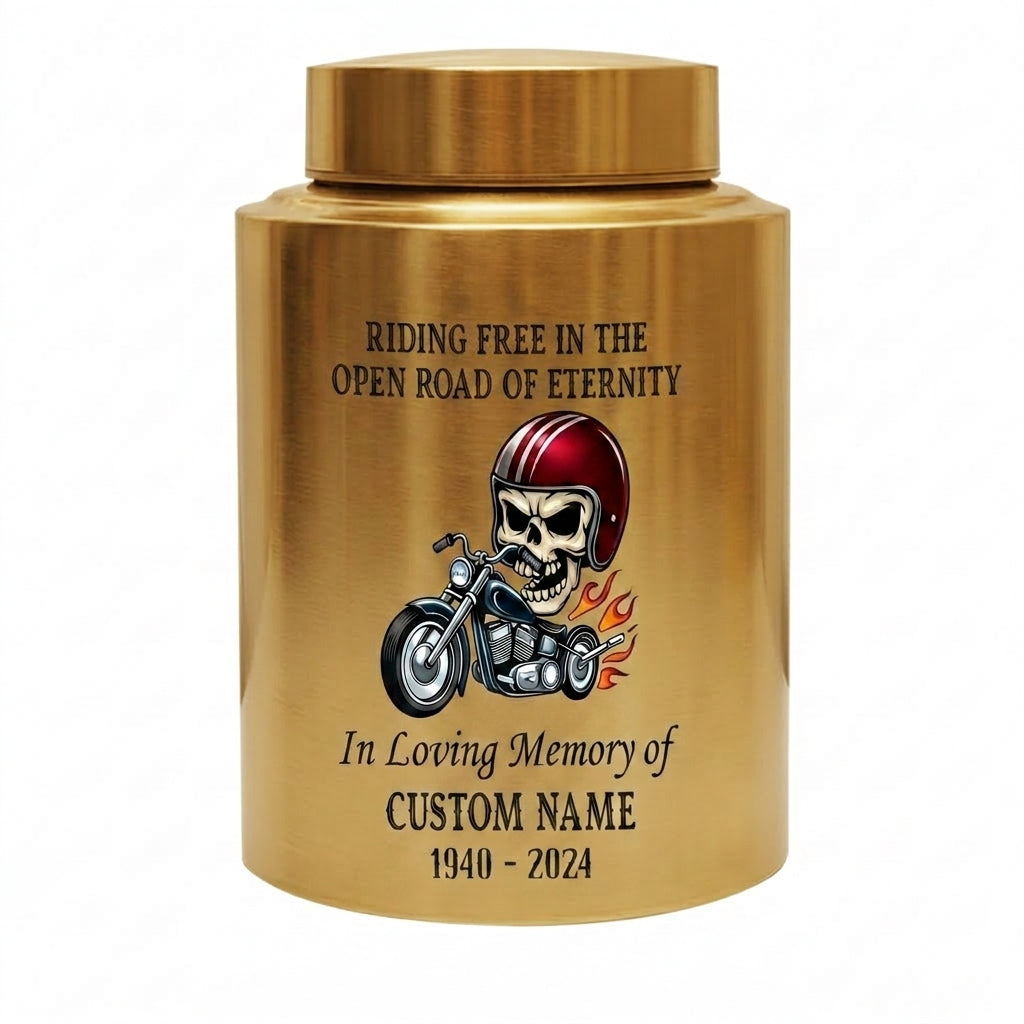 Personalized Motorcycle Stainless Steel Urns for Human Ashes Dad Husband Men Riding Free Biker Tribute UV Printed Large Small Sizes Memorial Keepsake Urn, Memorial Gift, In Loving Memory - Image 9