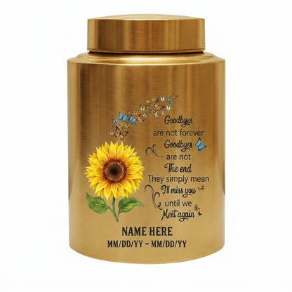 Personalized Flying Butterflies Sunflower Stainless Steel Urn for Human Ashes, Funeral Bereavement Condolence Gift Goodbyes Are Not Forever, Memorial Keepsake Urn, Memorial Gift, In Loving Memory - Image 9