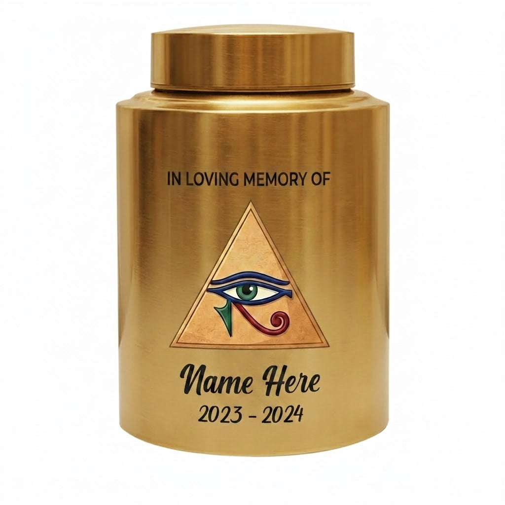 Personalized Eye of Horus Hamsa Hand Evil Eye Large Stainless Steel Cremation Urn for Human Ashes Spiritual Tribute 2 Sizes Memorial Keepsake Urn, Memorial Gift, In Loving Memory - Image 9