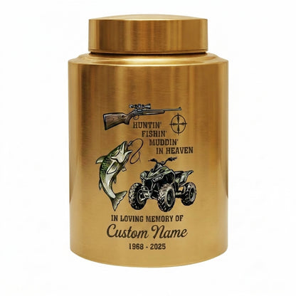 Personalized Bass Fishing Huntin Fishin Muddin In Heaven Stainless Steel Urn for Dad Grandpa Fisherman Hunter Outdoorsman Ashes Large Memorial Keepsake Urn, Memorial Gift, In Loving Memory - Image 9