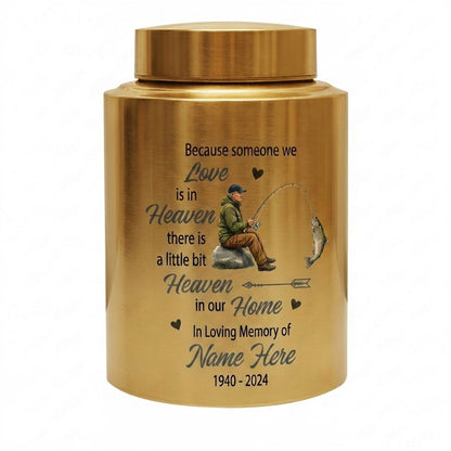 Personalized Bass Fishing Cremation Urns for Human Ashes Loss of Father Husband Fisherman Silhouette Because Someone We Love is in Heaven Quote Memorial Keepsake Urn, Memorial Gift, In Loving Memory - Image 9