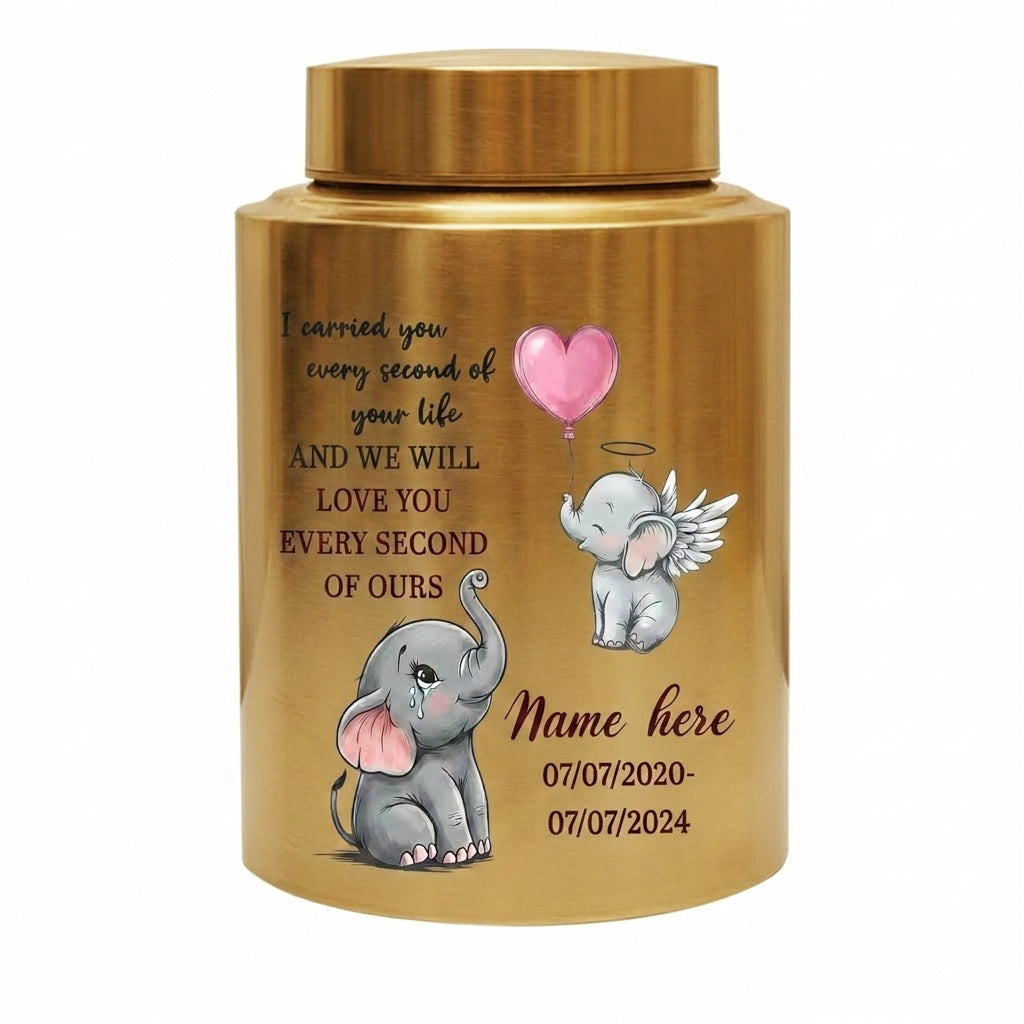 Personalized Baby Elephant Stainless Steel UV Printed Urn for Infant Child Boy Girl Loss, Bereaved Parents Grief Support, Memorial Keepsake Urn, Memorial Gift, In Loving Memory - Image 9
