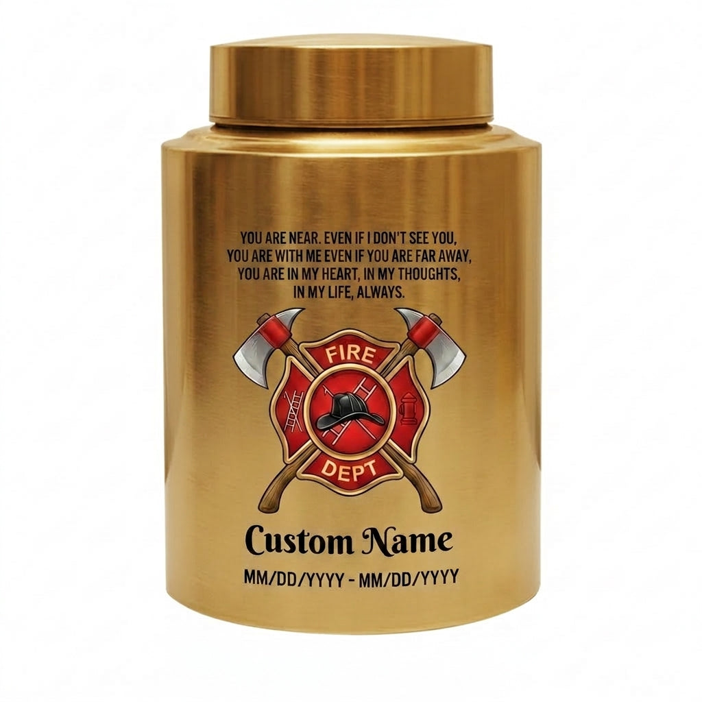 Personalized Firefighter Maltese Cross Stainless Steel Cremation Urn For Adult Ashes Loss Of Father Husband Hero Tribute Black Silver Gold Memorial Keepsake Urn, Memorial Gift, In Loving Memory - Image 9