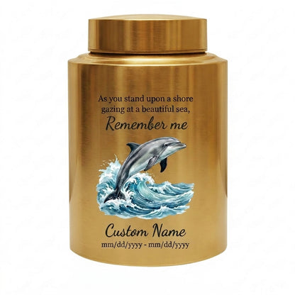 Personalized Dolphin Ocean Beach Themed UV Printed Metal Funeral Ash Container For Mom Dad Adult Male Female Large Cremation Memorial Keepsake Urn, Memorial Gift, In Loving Memory - Image 9