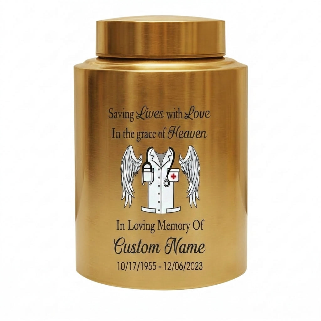 Personalized Doctor Medical Symbol Stainless Steel Cremation Urn For Human Ashes Funeral Tribute Nurse Healthcare Staff Sympathy Memorial Keepsake Urn, Memorial Gift, In Loving Memory - Image 9