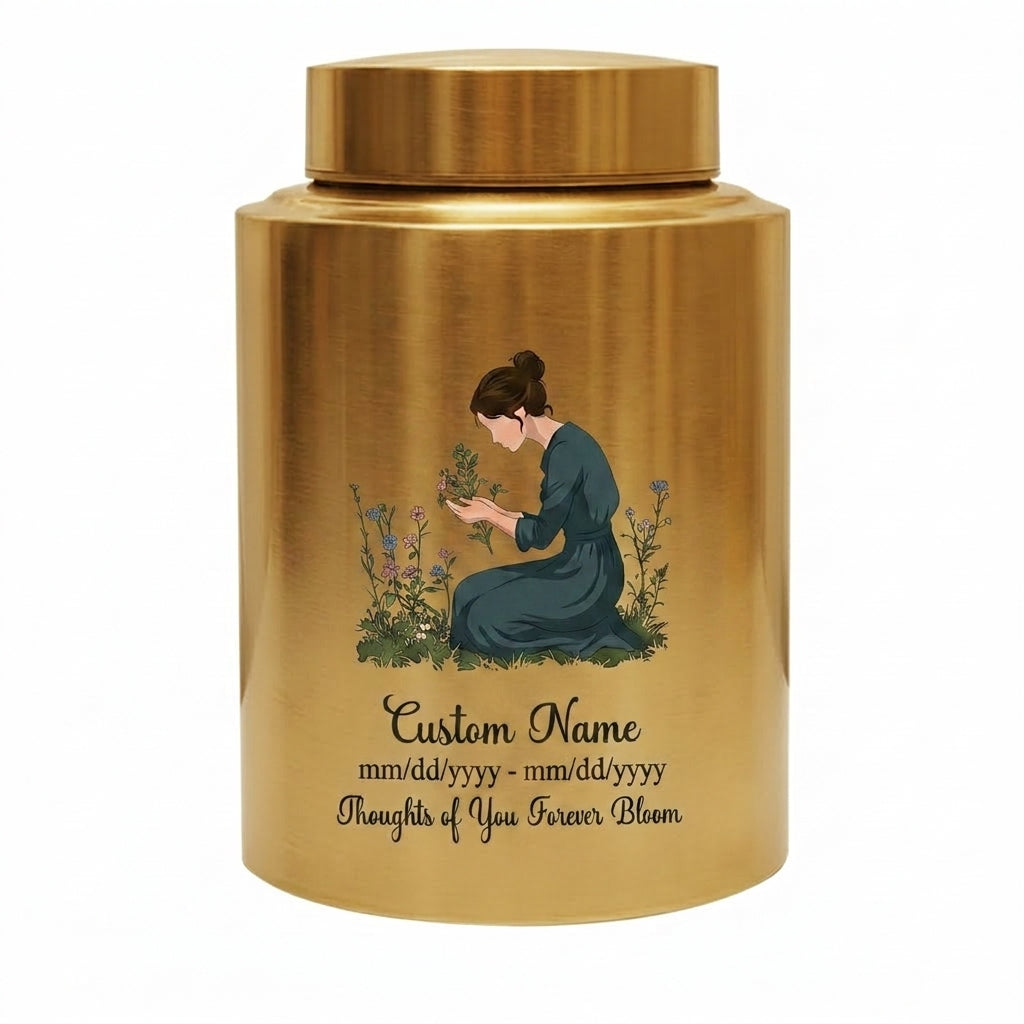 Personalized Gardening Theme Stainless Steel Cremation Urn for Mom Grandma, Custom Name Date Thoughts of You Forever Bloom Floral Ashes Holder, Memorial Keepsake Urn, Memorial Gift, In Loving Memory - Image 9