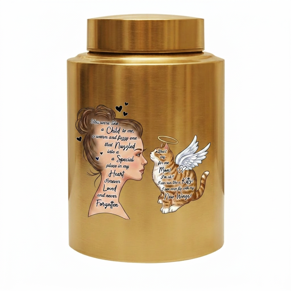 Angel Cat Silhouette Stainless Steel Decorative Cremation Urn For Cat Mom Dad Lovers Loss Of Pet Bereavement Sympathy Gift For Pet Owner Memorial Keepsake Urn, Memorial Gift, In Loving Memory - Image 9
