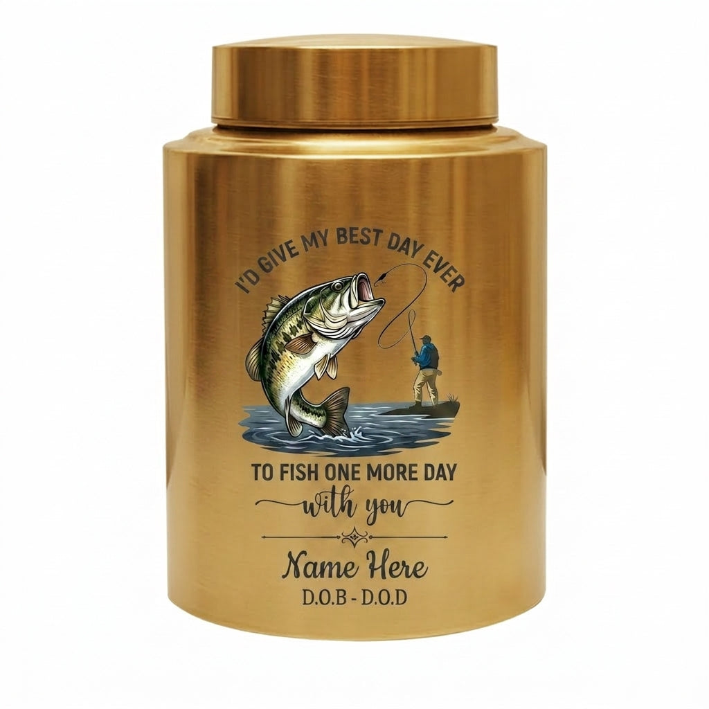 Personalized Bass Fishing Fisherman Stainless Steel UV Print For Dad Grandpa Husband Fishing Lover Bereavement Tribute Custom Name Dates Memorial Keepsake Urn, Memorial Gift, In Loving Memory - Image 9