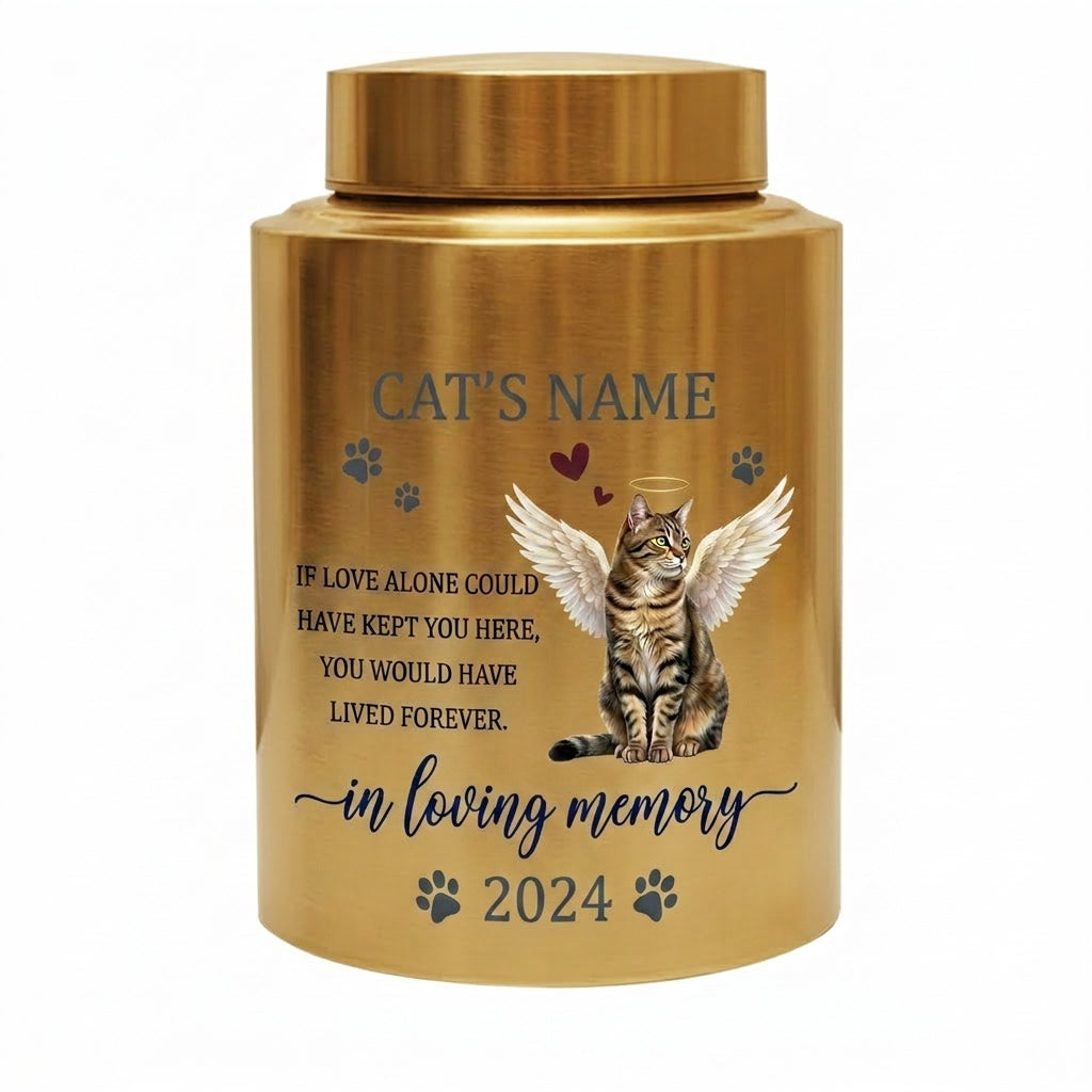 Personalized Angel Cat Silhouette Stainless Steel Pet Loss Bereavement Gift for Cat Mom Dad Custom Feline Remembrance Decor 5.9x3.9 or 7.5x5.1 in Memorial Keepsake Urn, Memorial Gift, In Loving Memory - Image 9