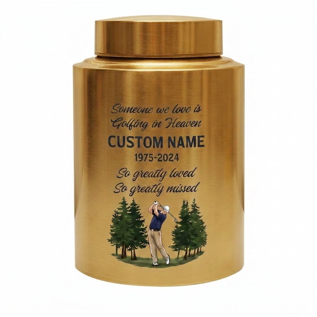 Personalized Golf Player Silhouette Stainless Steel Cremation Urn for Loved One Adult Male Female, Golfer Tribute Ashes Container UV Printed, Memorial Keepsake Urn, Memorial Gift, In Loving Memory - Image 9