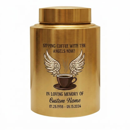 Personalized Coffee Theme Stainless Steel Cremation Urn for Ashes, Custom Name and Date Tribute for Coffee Lover, Large Size Options, Memorial Keepsake Urn, Memorial Gift, In Loving Memory - Image 9