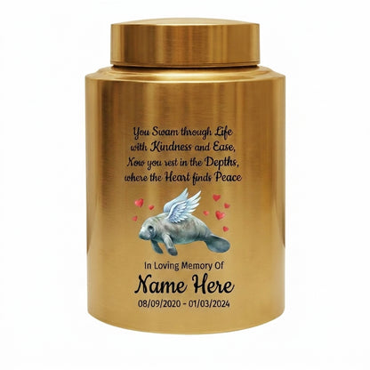 Personalized Manatee Beach Ocean Stainless Steel UV Printed Loss Of Loved One Marine Enthusiast Remembrance Keepsake Small Large Memorial Keepsake Urn, Memorial Gift, In Loving Memory - Image 9
