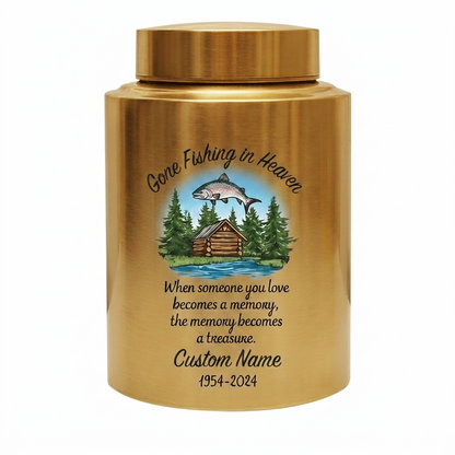Personalized Bass Fishing Stainless Steel Urn for Human Ashes Fisherman Tribute Loss of Father Husband Grandpa Small and Large Sizes Memorial Keepsake Urn, Memorial Gift, In Loving Memory - Image 9