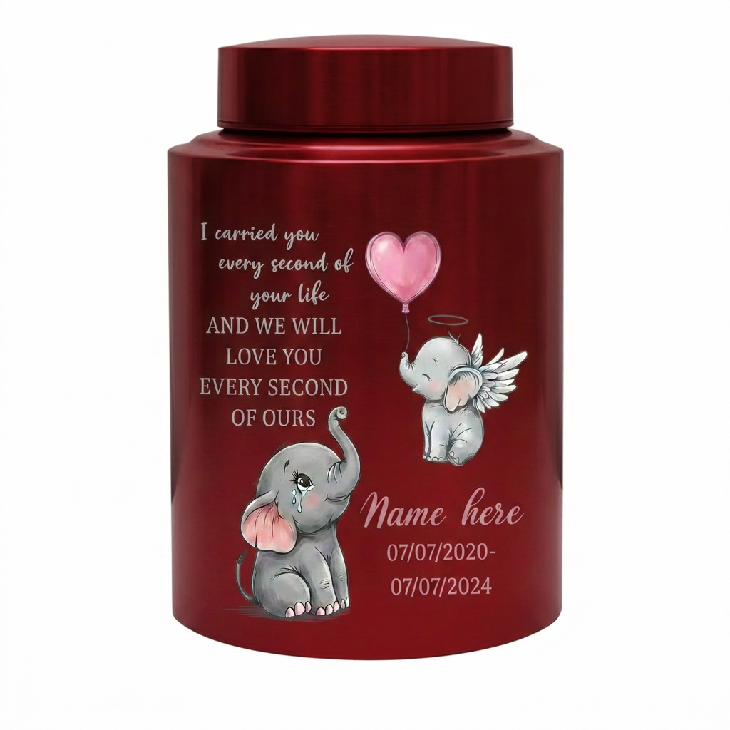 Personalized Baby Elephant Stainless Steel UV Printed Urn for Infant Child Boy Girl Loss, Bereaved Parents Grief Support, Memorial Keepsake Urn, Memorial Gift, In Loving Memory - Image 10