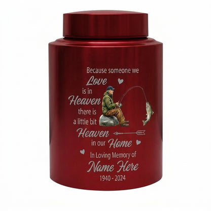 Personalized Bass Fishing Cremation Urns for Human Ashes Loss of Father Husband Fisherman Silhouette Because Someone We Love is in Heaven Quote Memorial Keepsake Urn, Memorial Gift, In Loving Memory - Image 10