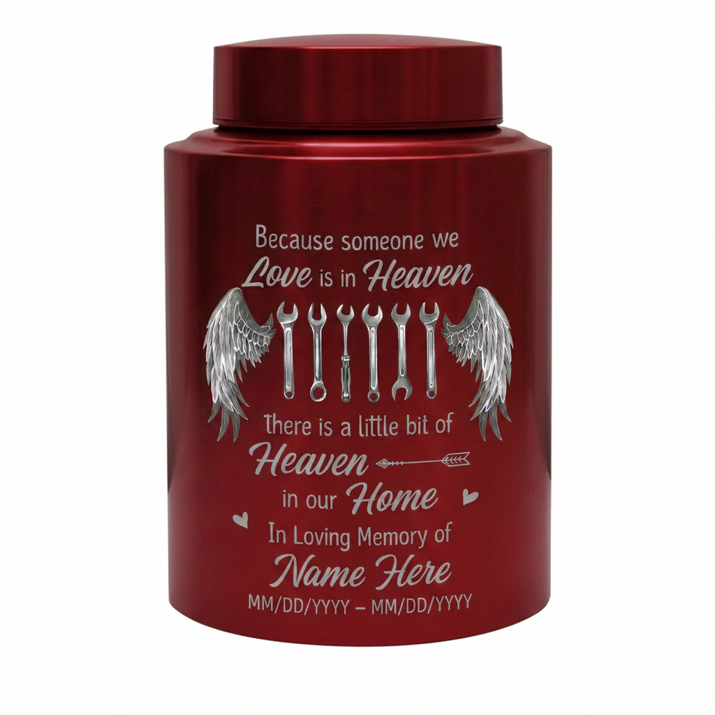 Personalized Mechanic Man Stainless Steel Urn Because Someone We Love Is In Heaven For Dad Father Husband, Small And Large Sizes, Memorial Keepsake Urn, Memorial Gift, In Loving Memory - Image 10