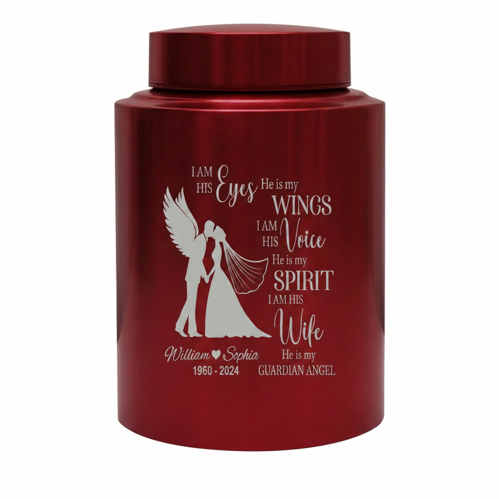 Personalized Couple in Heaven Stainless Steel Cremation Urn Loss of Husband Guardian Angel Keepsake for Widow Large or Small Ash Holder Memorial Keepsake Urn, Memorial Gift, In Loving Memory - Image 10