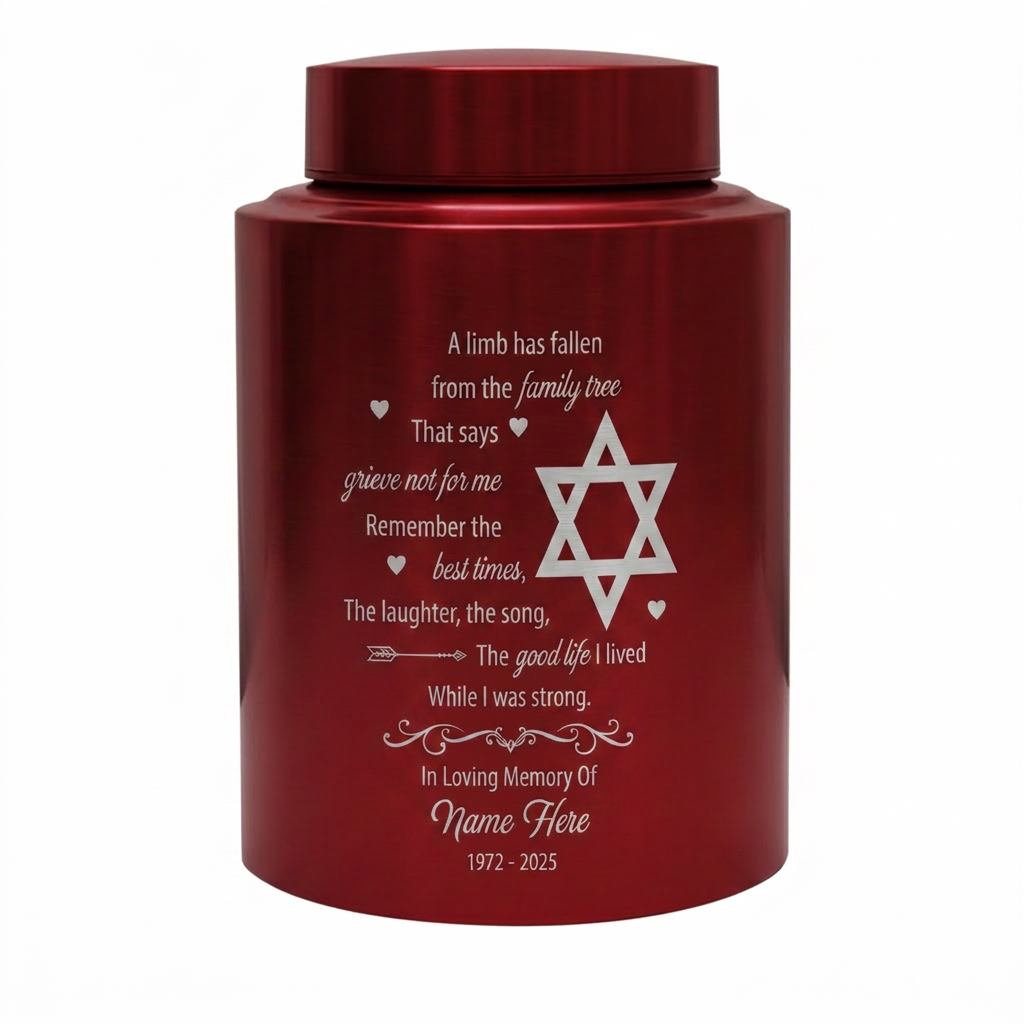 Personalized Tree of Life Jewish Star of David UV Printed Stainless Steel Urn Loss of Loved One Judaism Bereavement Tribute Large 7.5in Memorial Keepsake Urn, Memorial Gift, In Loving Memory - Image 10