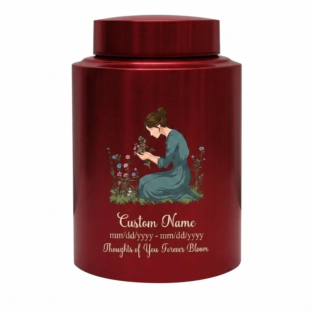 Personalized Gardening Theme Stainless Steel Cremation Urn for Mom Grandma, Custom Name Date Thoughts of You Forever Bloom Floral Ashes Holder, Memorial Keepsake Urn, Memorial Gift, In Loving Memory - Image 10