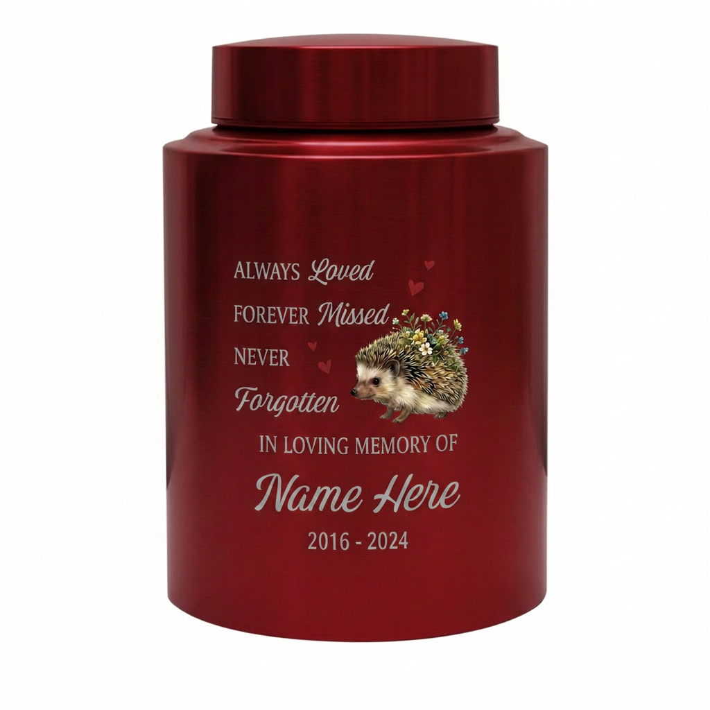 Personalized Hedgehog Floral Silhouette Stainless Steel Pet Urns for Ashes, Dog Cat Loss Sympathy Remembrance Gifts for Animal Lovers, Memorial Keepsake Urn, Memorial Gift, In Loving Memory - Image 10