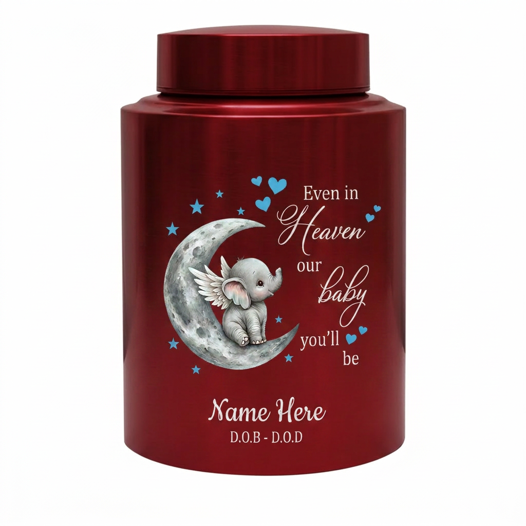 Personalized Baby Loss Infant Bereavement Stainless Steel Urn, Even In Heaven Our Baby You'll Be Quote, 4 Colors Silver Black Gold Red, Memorial Keepsake Urn, Memorial Gift, In Loving Memory - Image 10
