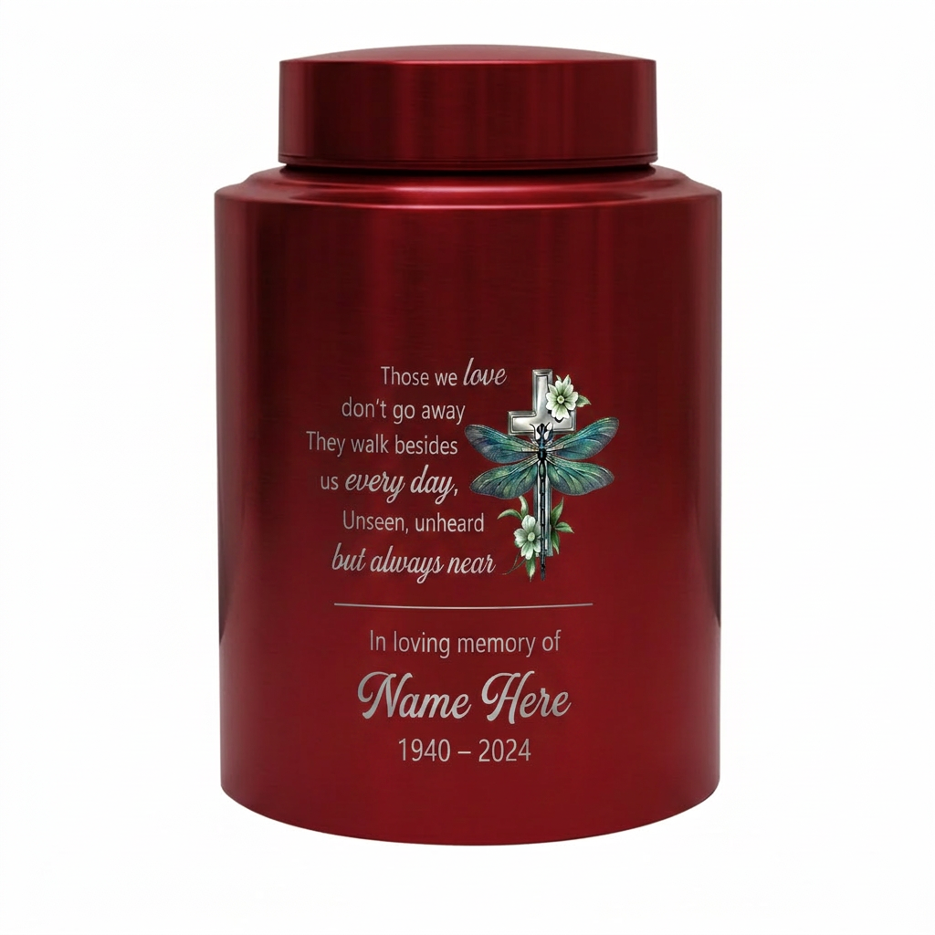 Personalized Dragonfly Floral Cross Stainless Steel UV Printed Funeral Burial Ash Storage for Adult Male Female Human Ashes 5.9in or 7.5in Memorial Keepsake Urn, Memorial Gift, In Loving Memory - Image 10