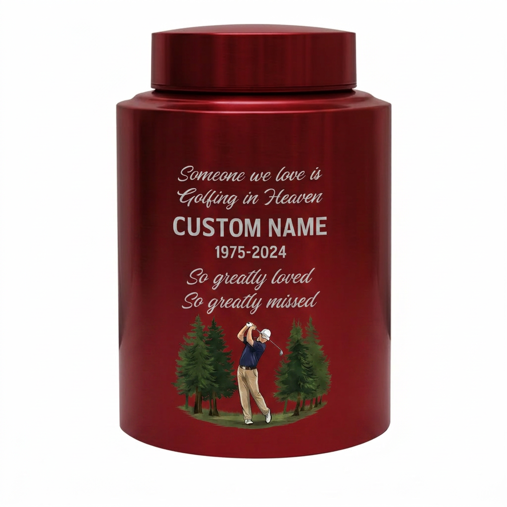 Personalized Golf Player Silhouette Stainless Steel Cremation Urn for Loved One Adult Male Female, Golfer Tribute Ashes Container UV Printed, Memorial Keepsake Urn, Memorial Gift, In Loving Memory - Image 10
