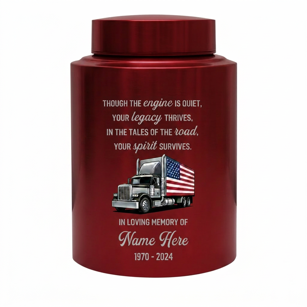Personalized Semi Truck Angel Wings UV Printed Stainless Steel Urn for Human Ashes Truck Driver Dad Grandpa Adult Male Large Capacity Memorial Keepsake Urn, Memorial Gift, In Loving Memory - Image 10