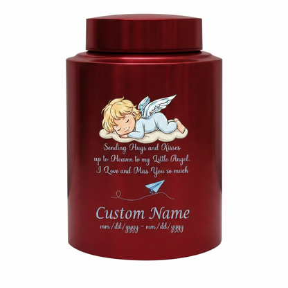 Personalized Little Angel Paper Airplane Stainless Steel Urn Infant Loss Child Remembrance Custom Name Dates Silver Black Gold Red Memorial Keepsake Urn, Memorial Gift, In Loving Memory - Image 10