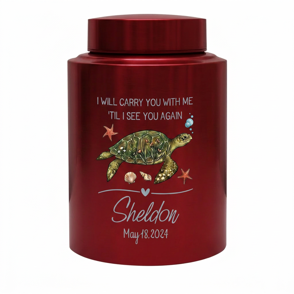 Personalized Turtle UV Printed Stainless Steel Cremation Urns For Ashes, Custom Pet Loss Remembrance Or Turtle Lover Bereavement Condolence, Memorial Keepsake Urn, Memorial Gift, In Loving Memory - Image 10