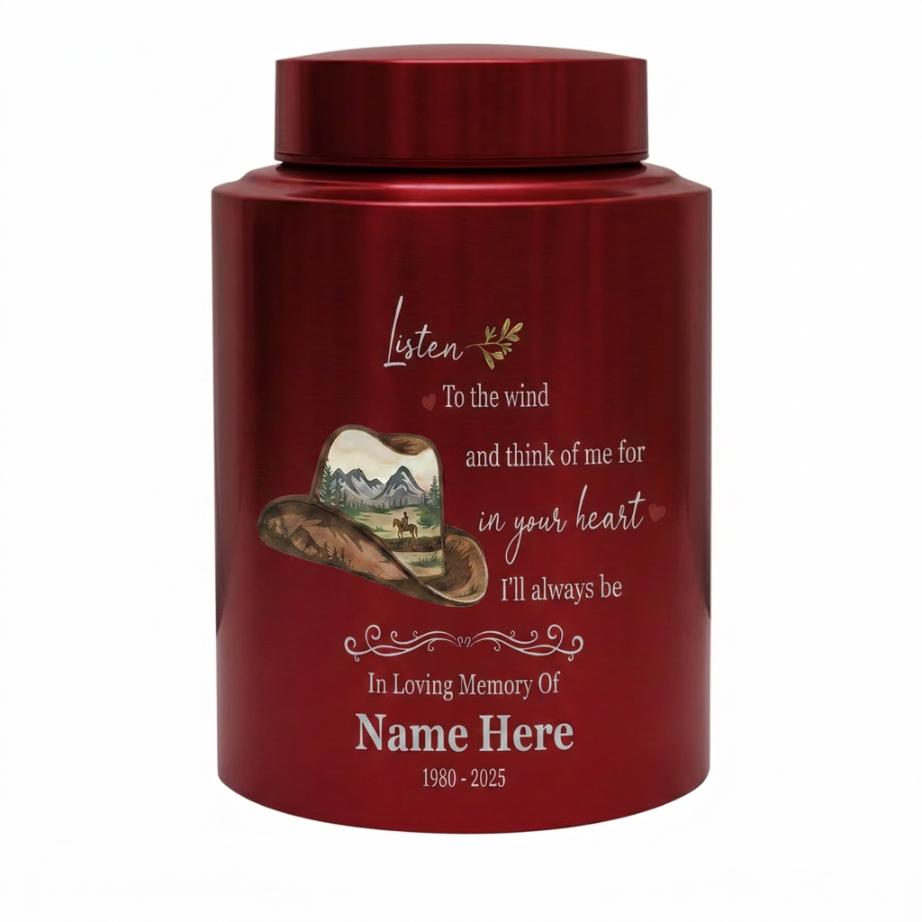 Personalized Cowboy Hat and Boots Western UV Printed Stainless Steel Cremation Urn for Adult Human Ashes Funeral Sympathy Bereavement Small Large Memorial Keepsake Urn, Memorial Gift, In Loving Memory - Image 10
